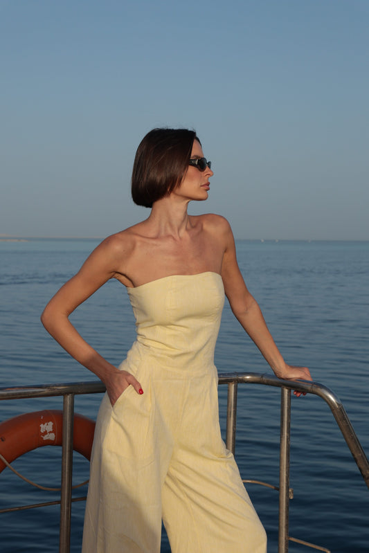 Strapless Linen Blend Jumpsuit