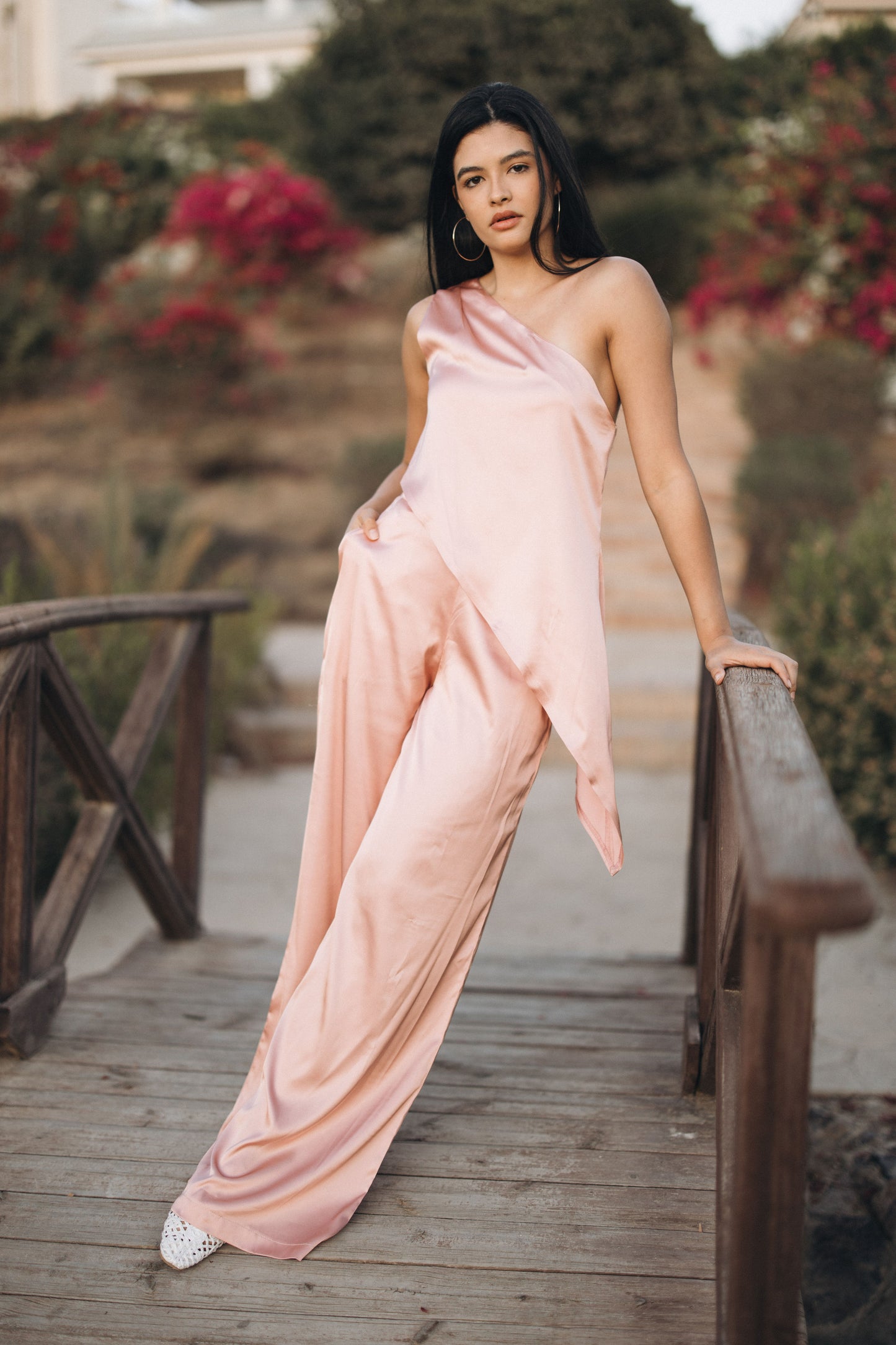 One Shoulder Satin Set