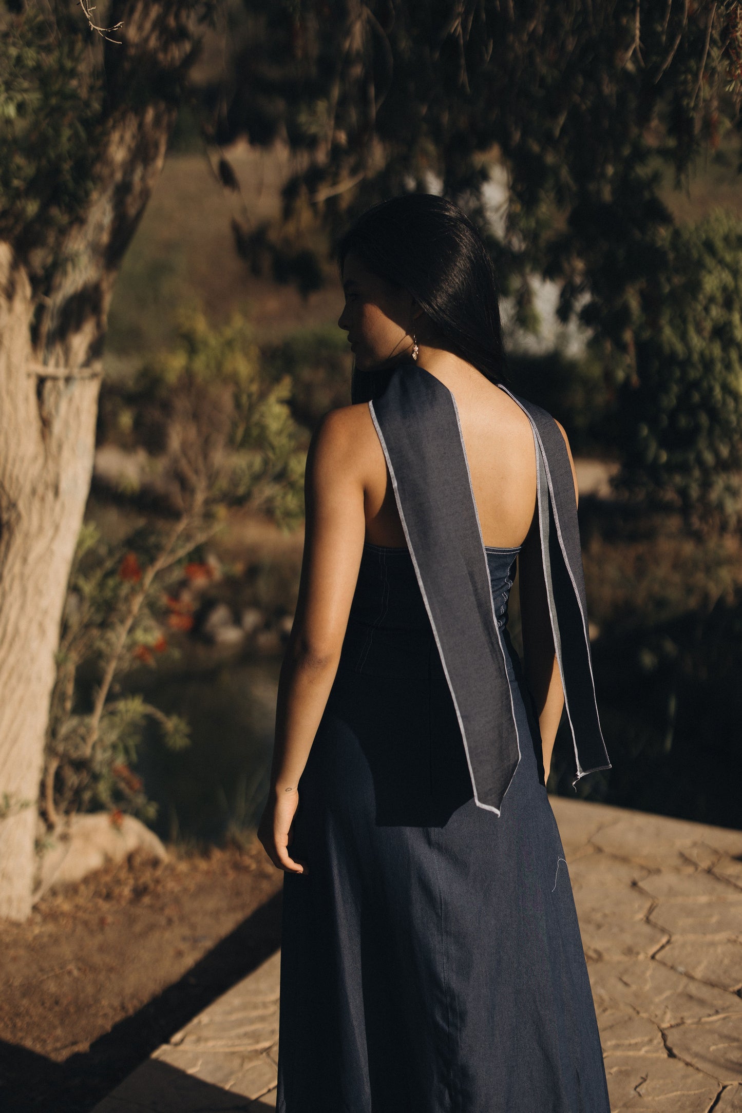 Strapless Denim Maxi Dress
