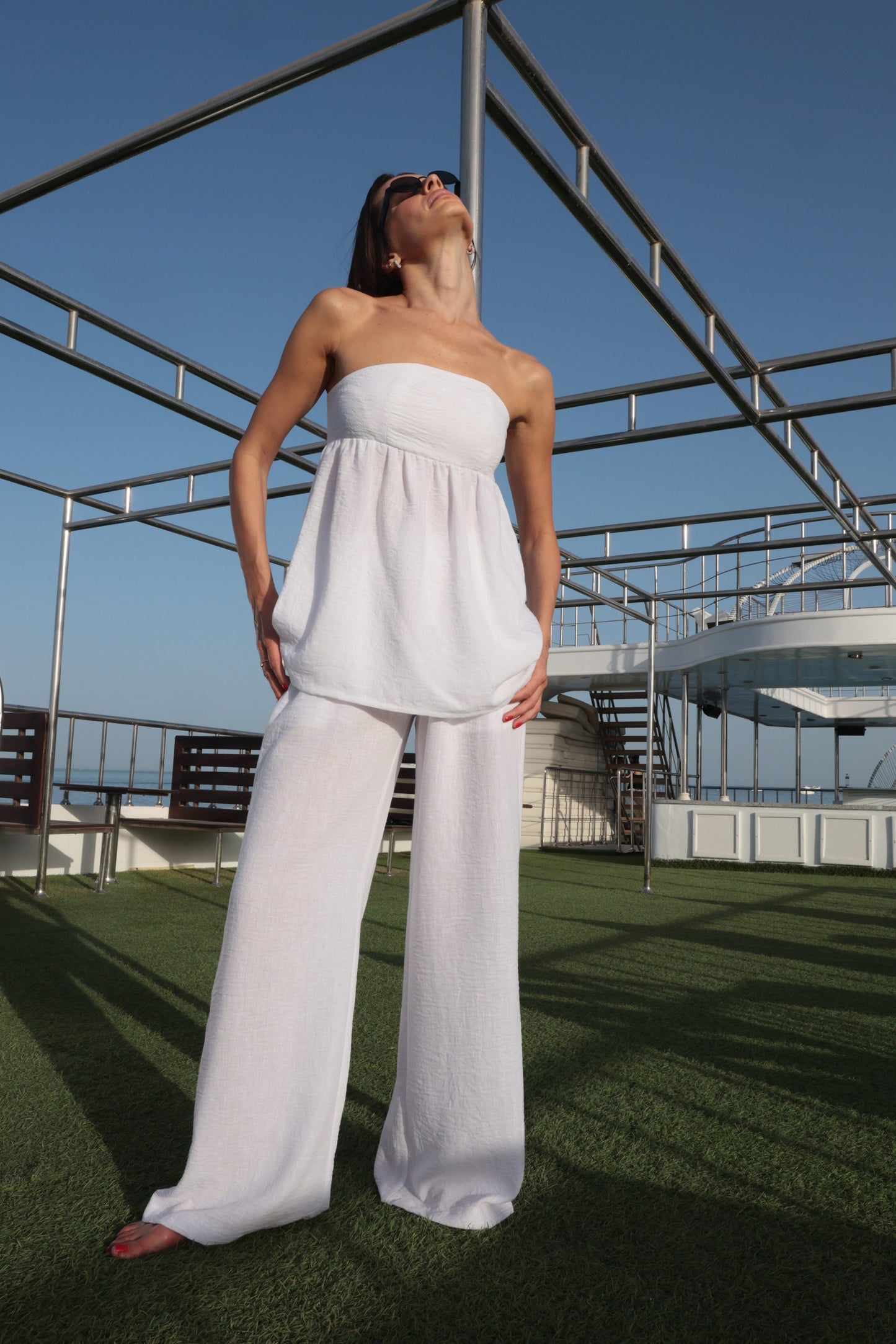 Linen Blend Strapless Set