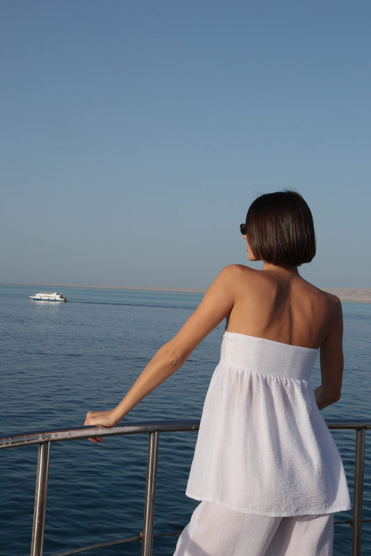 Linen Blend Strapless Set