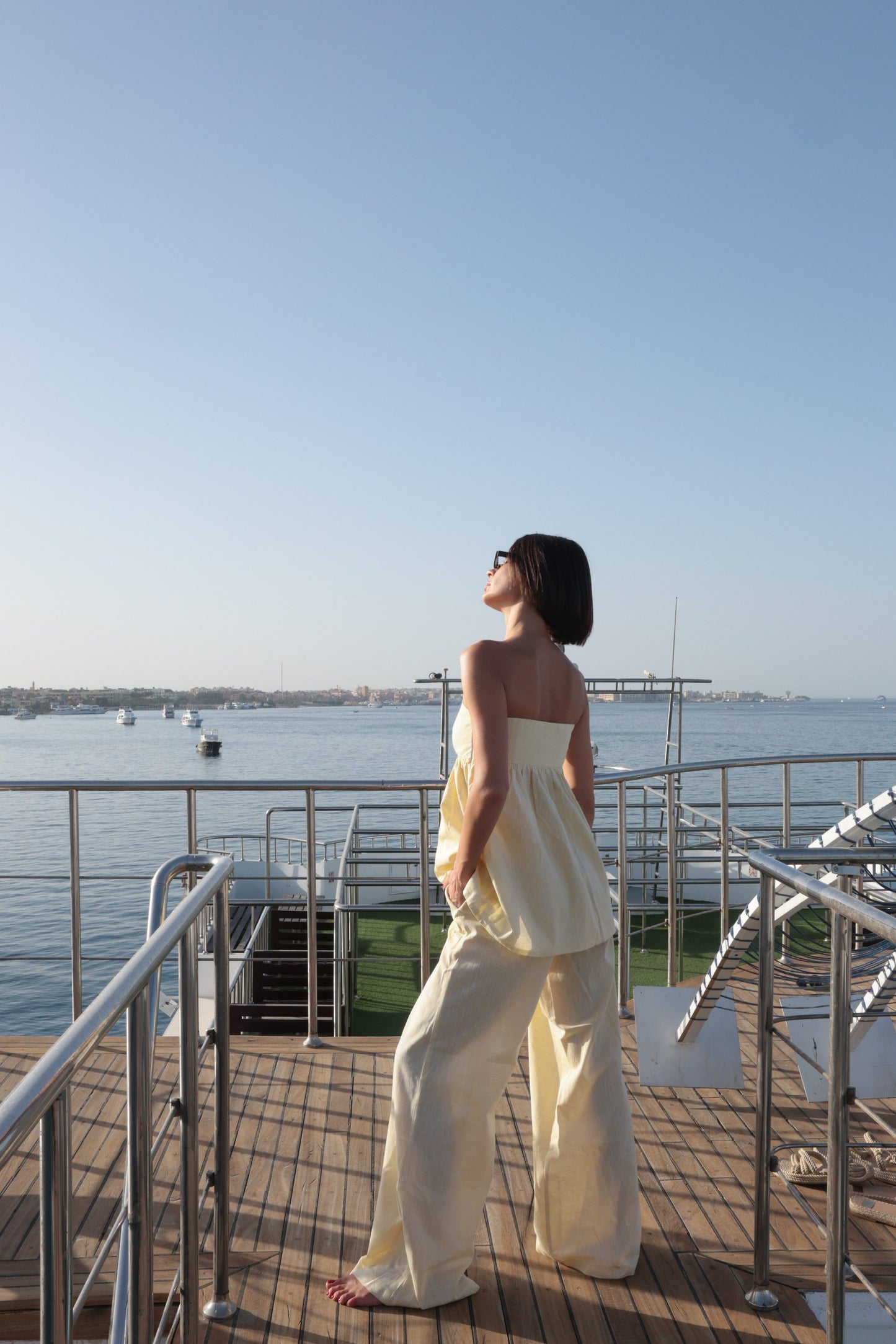 Linen Blend Strapless Set