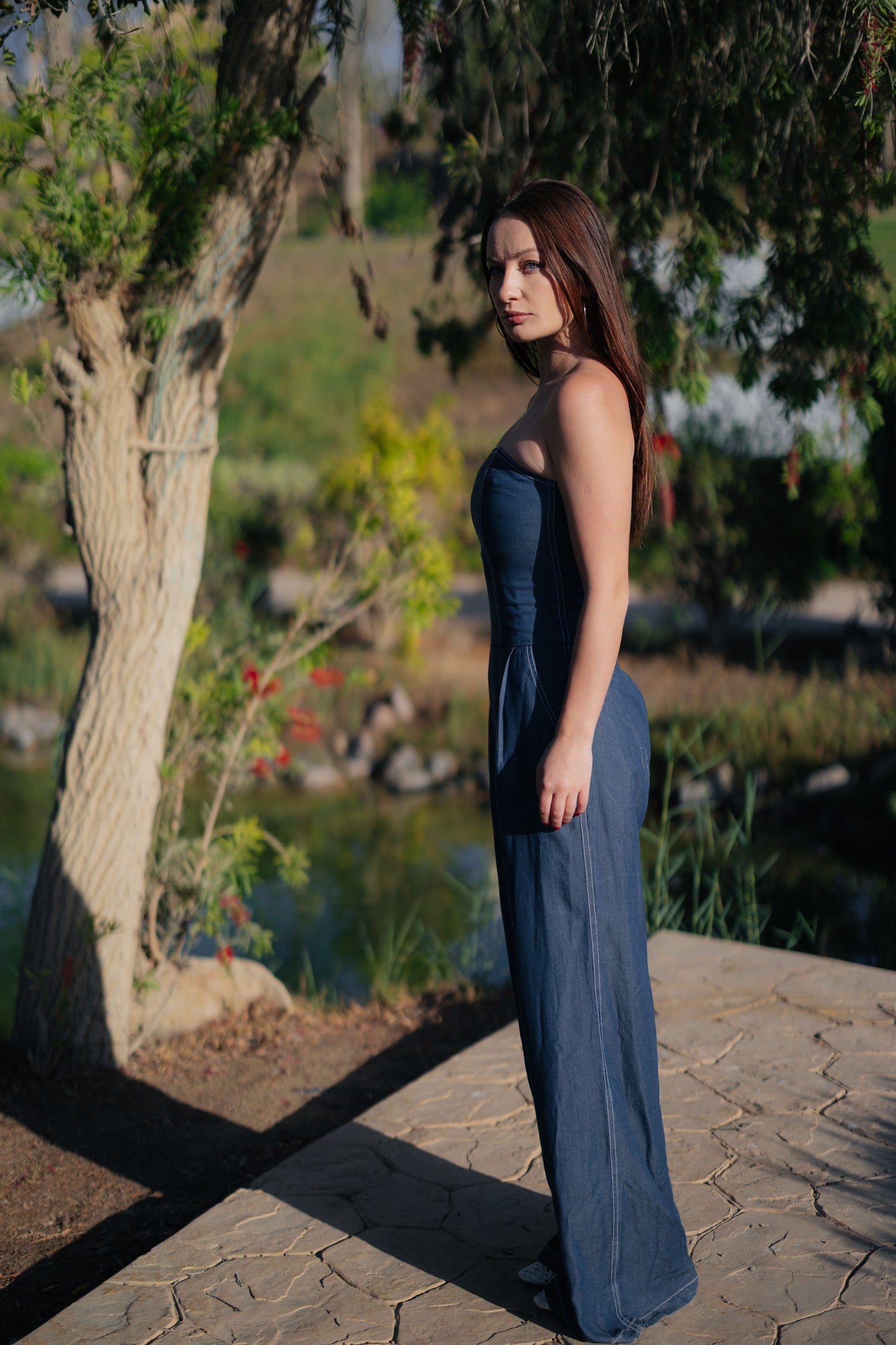 Bandeau Denim Jumpsuit