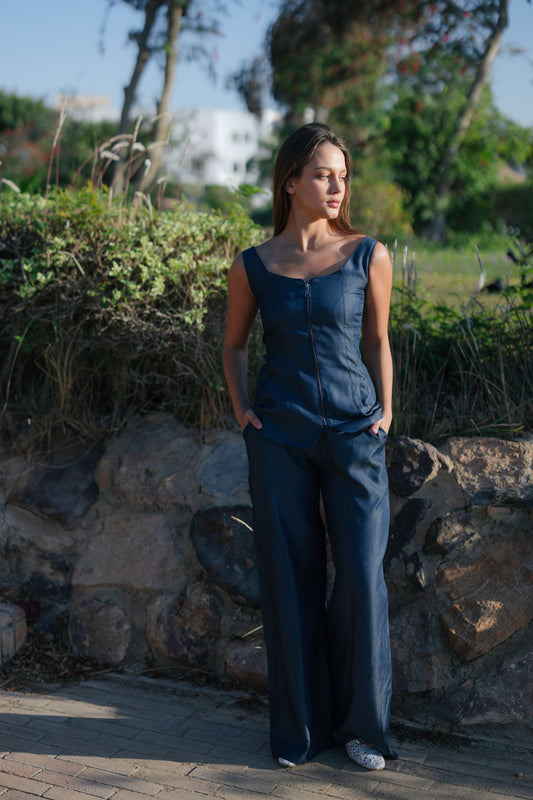 Zip Through Denim Set