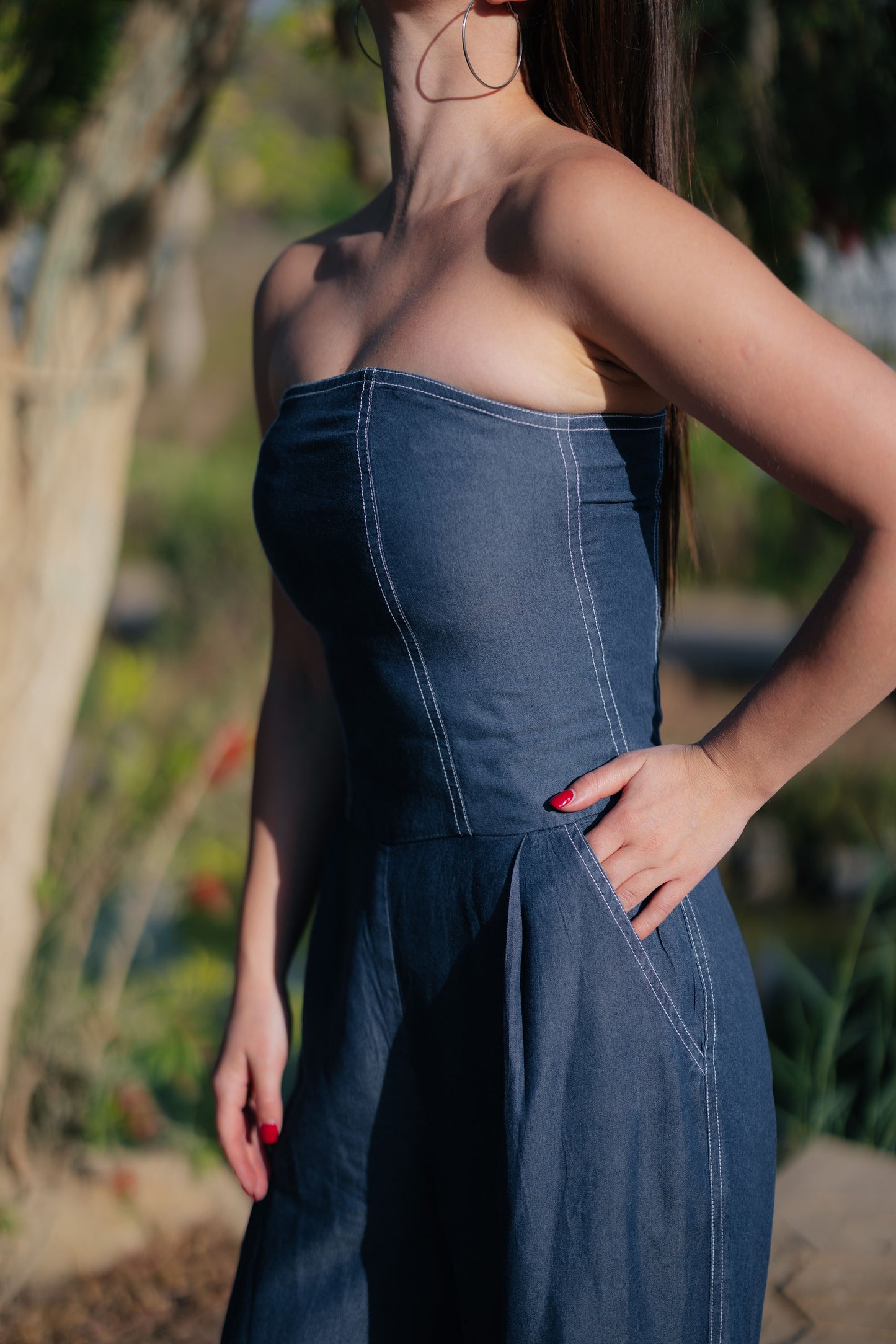 Bandeau Denim Jumpsuit