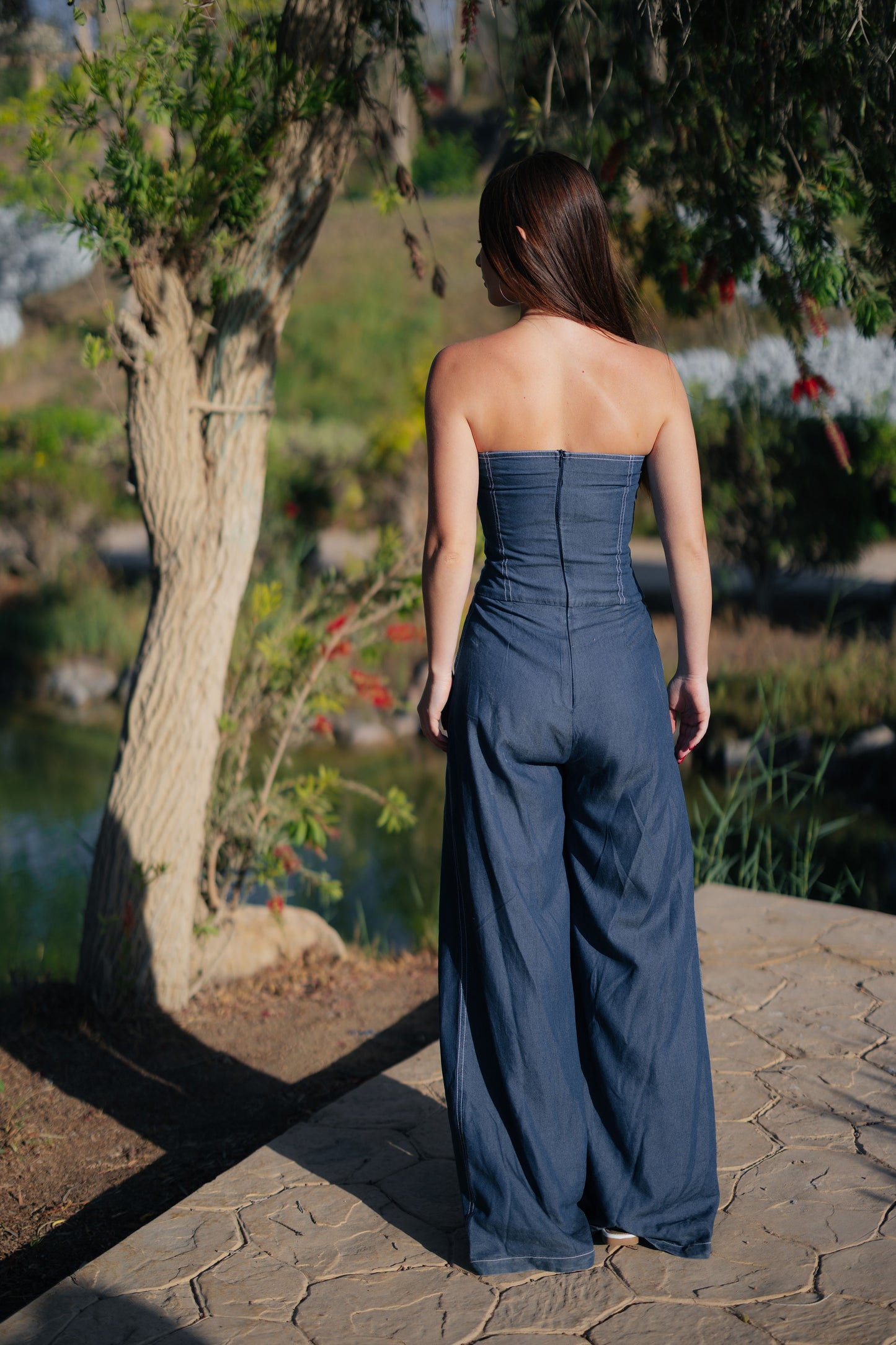 Bandeau Denim Jumpsuit