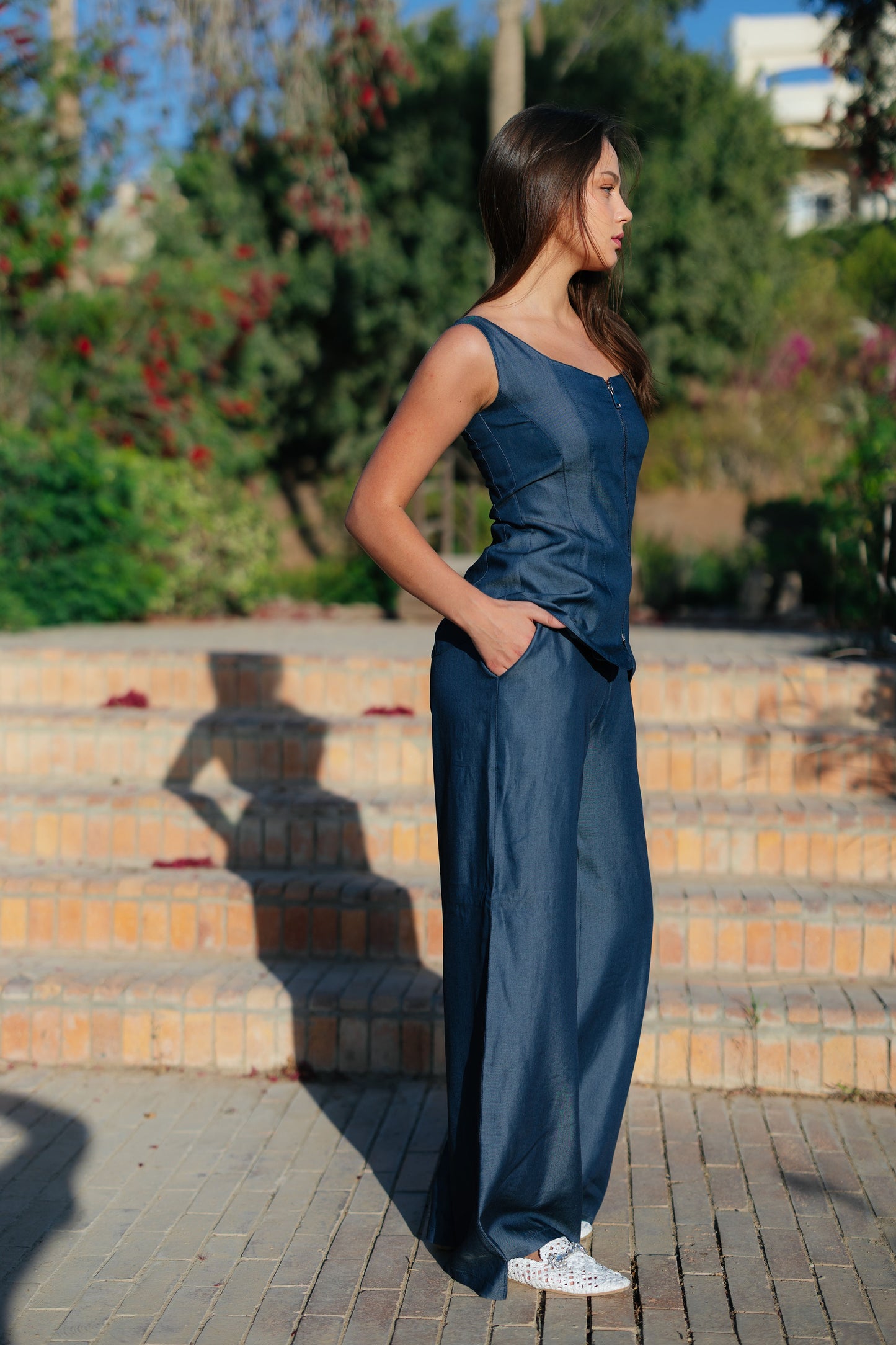 Zip Through Denim Set