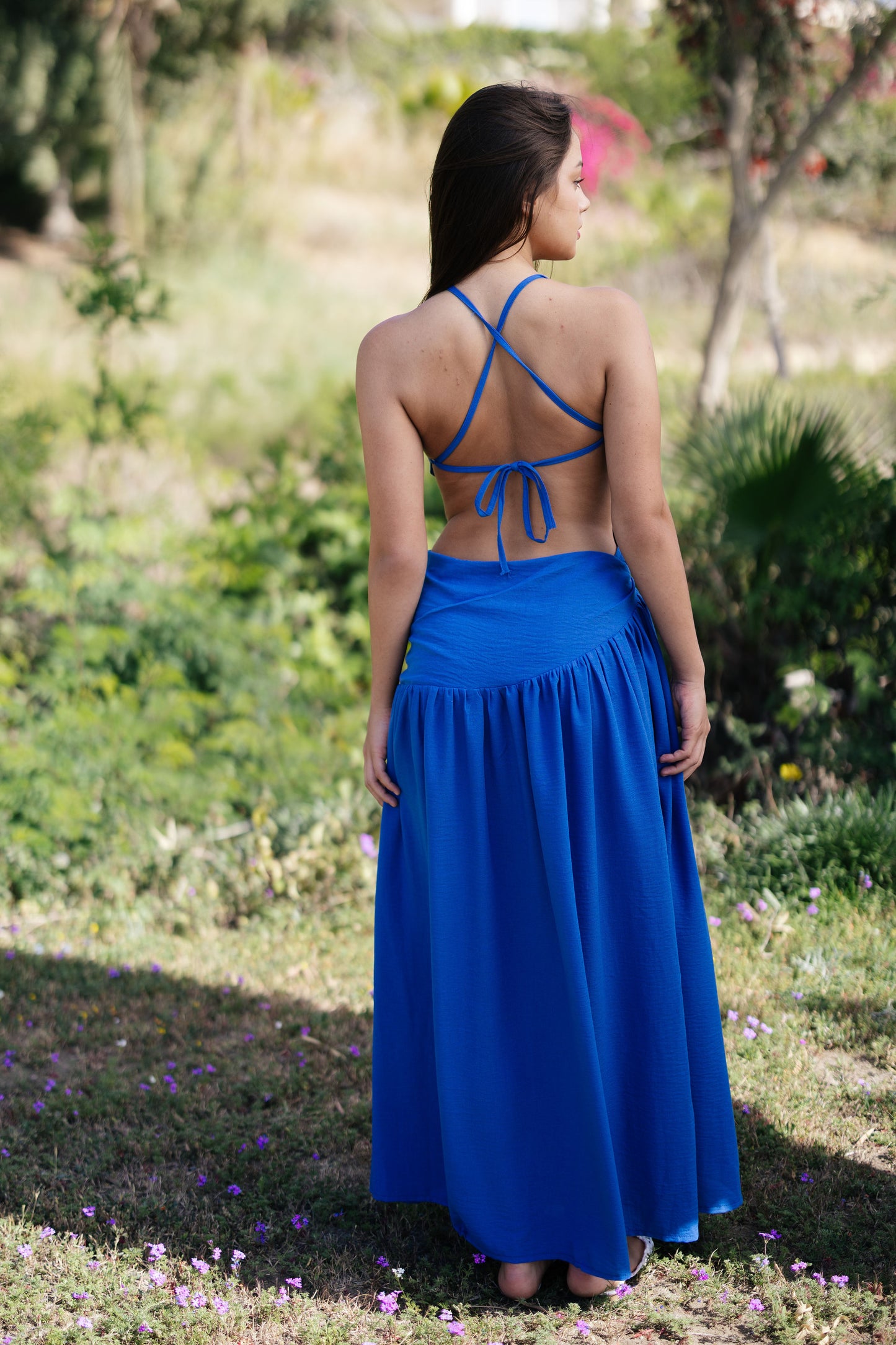 Asymmetric Backless Maxi Dress