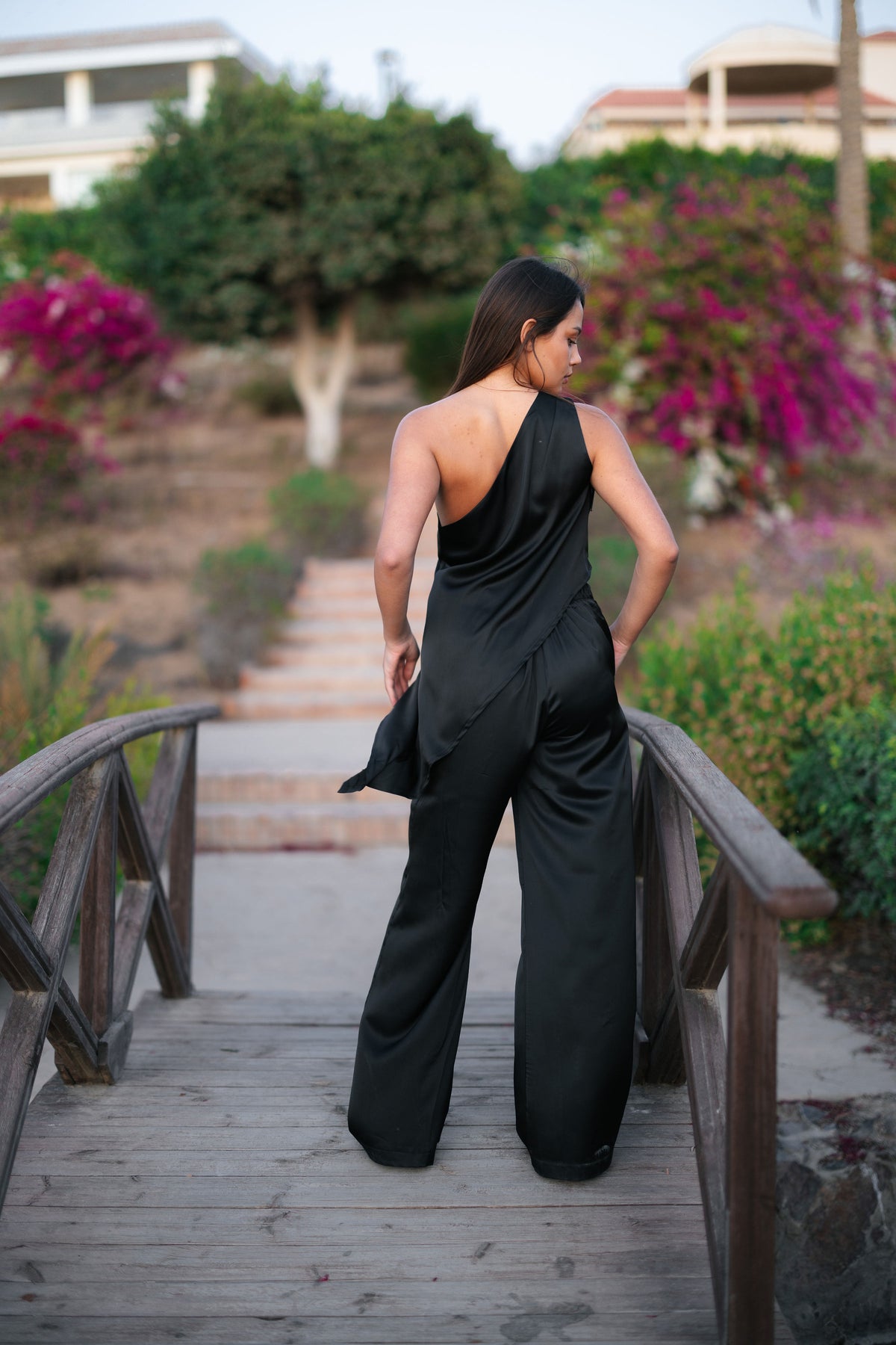 One Shoulder Satin Set