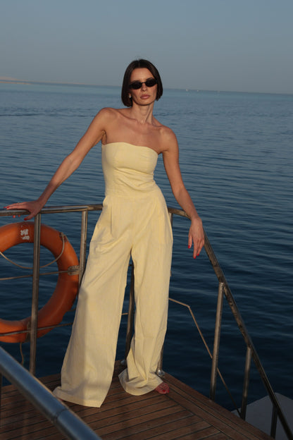 Strapless Linen Blend Jumpsuit