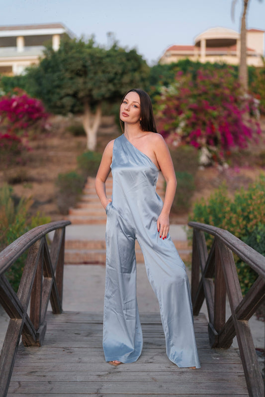 One Shoulder Satin Set
