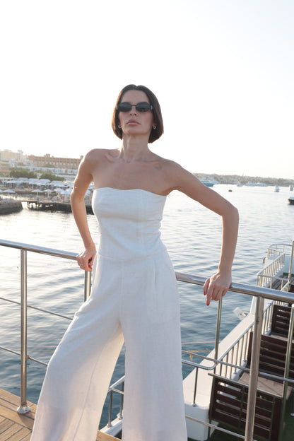 Strapless Linen Blend Jumpsuit