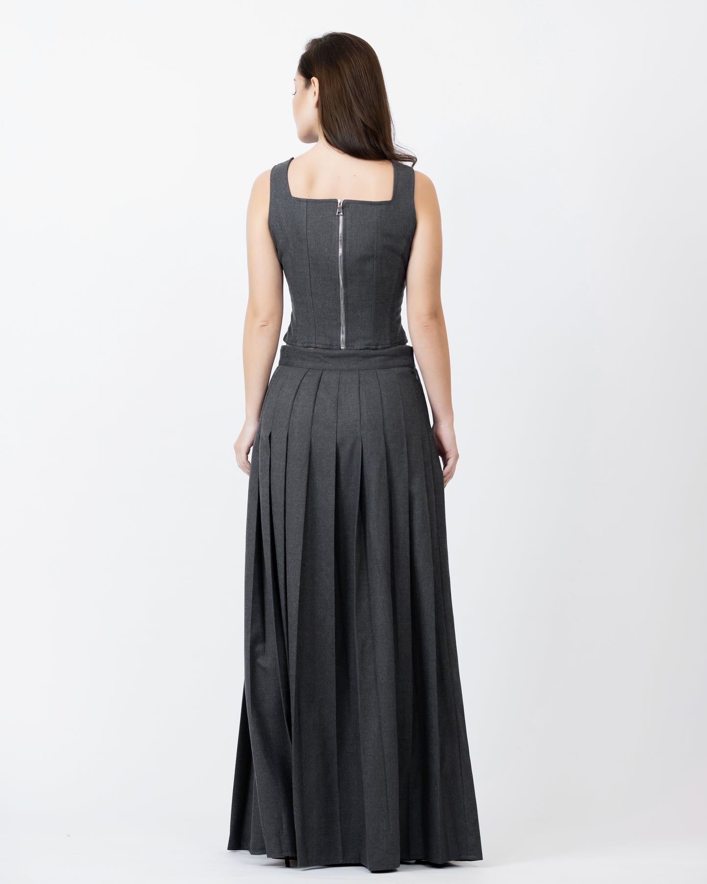 Pleated Split Maxi Skirt Set