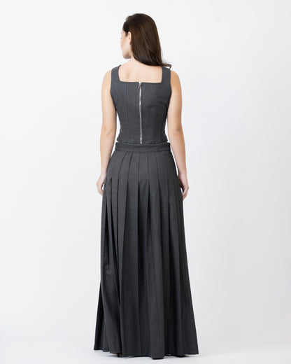 Pleated Split Maxi Skirt Set