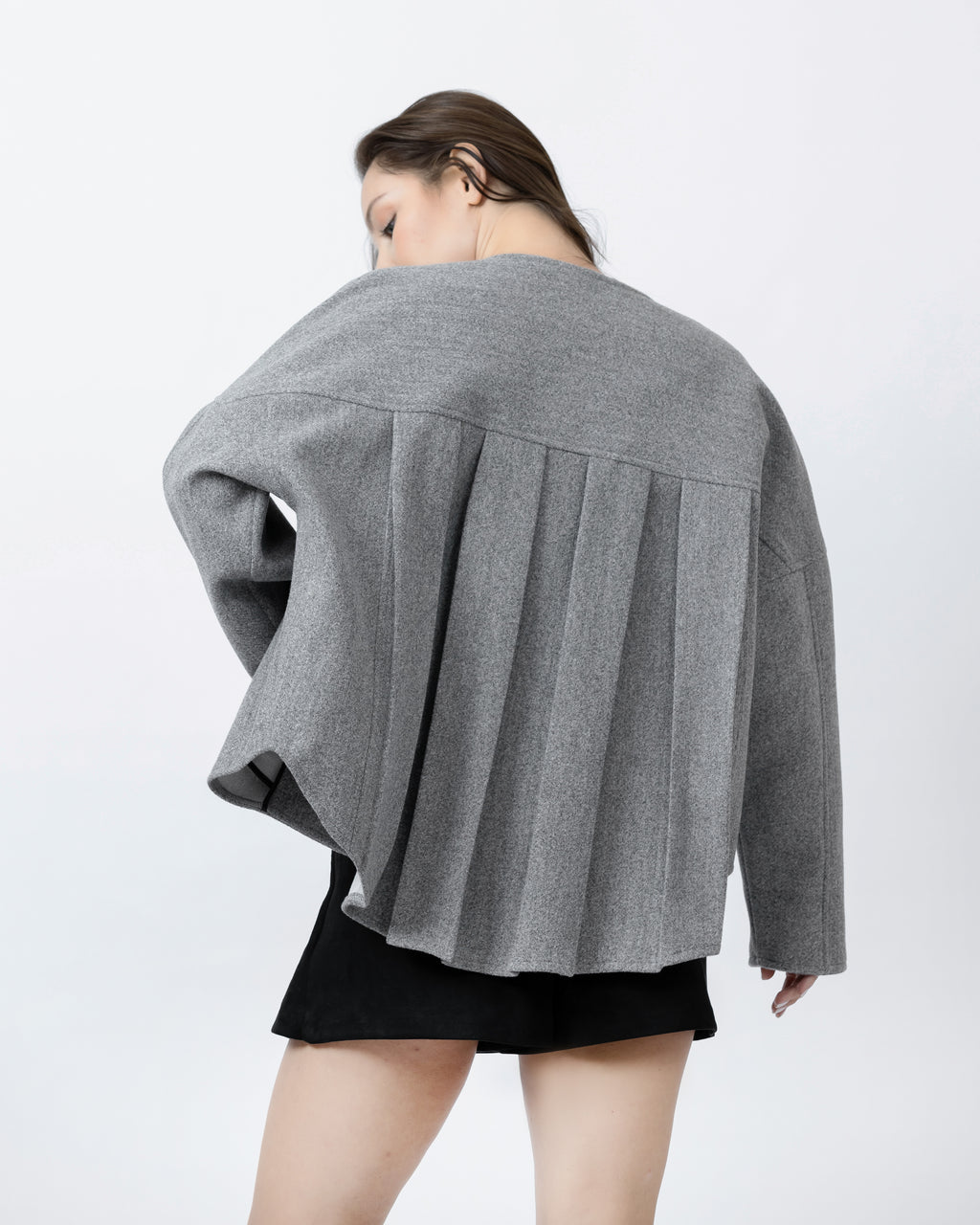 Wool Blend Coat With Back Detail