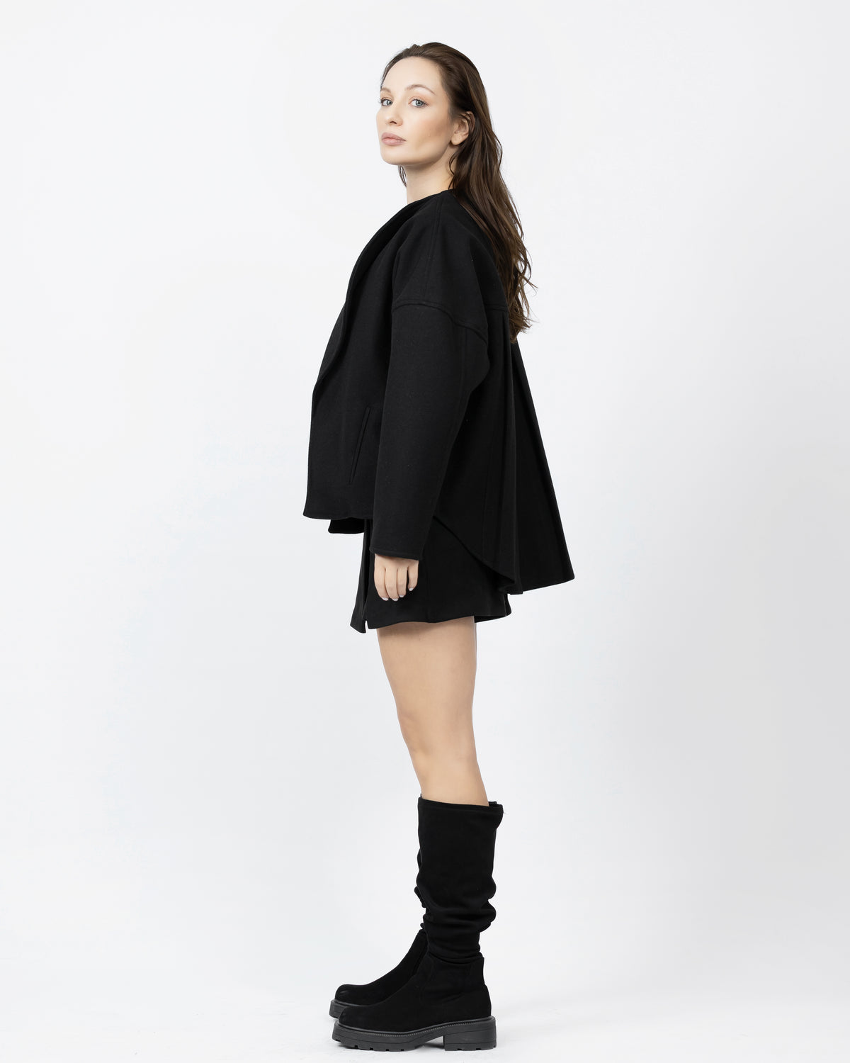 Wool Blend Coat With Back Detail