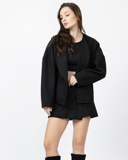 Wool Blend Coat With Back Detail
