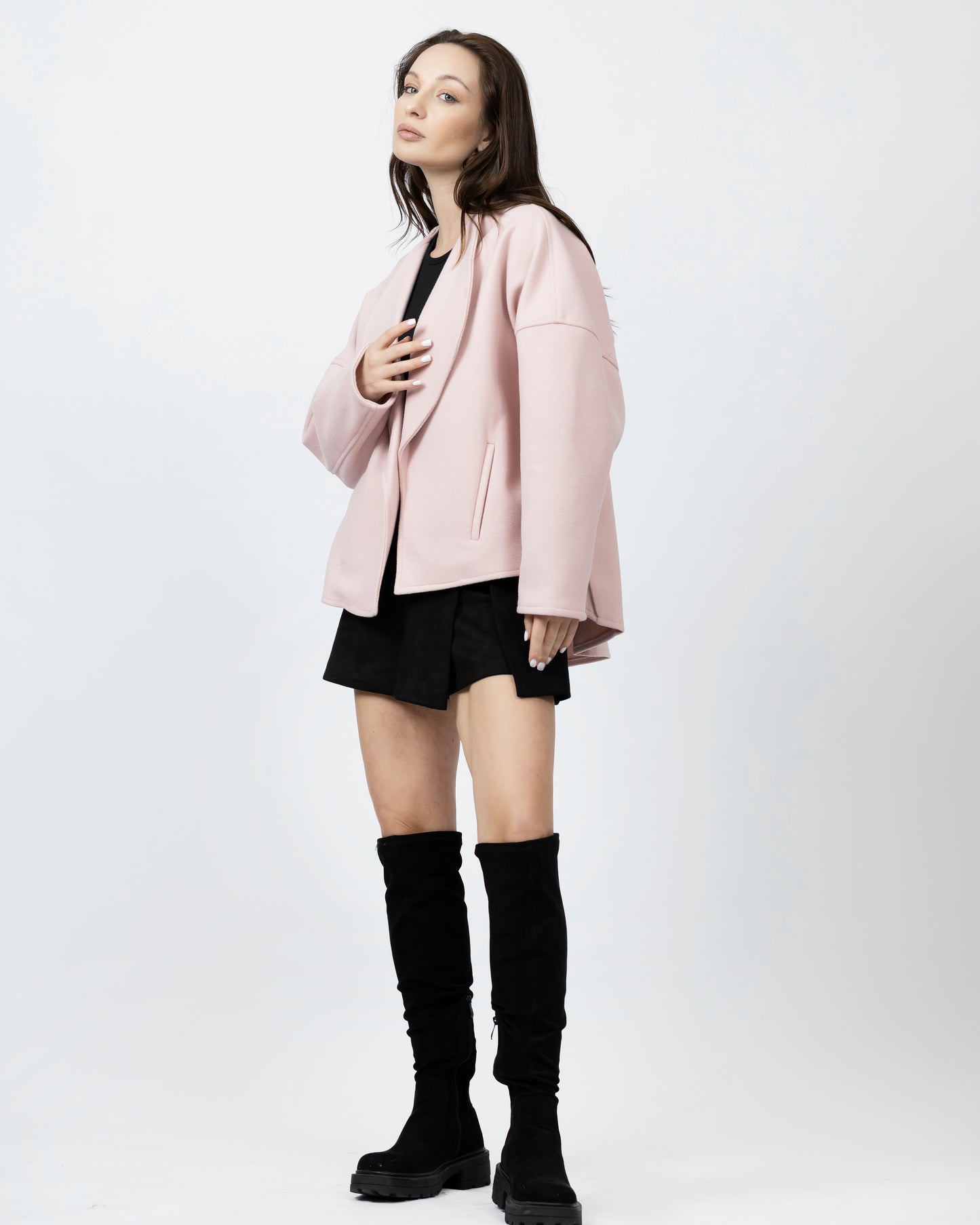 Wool Blend Coat With Back Detail