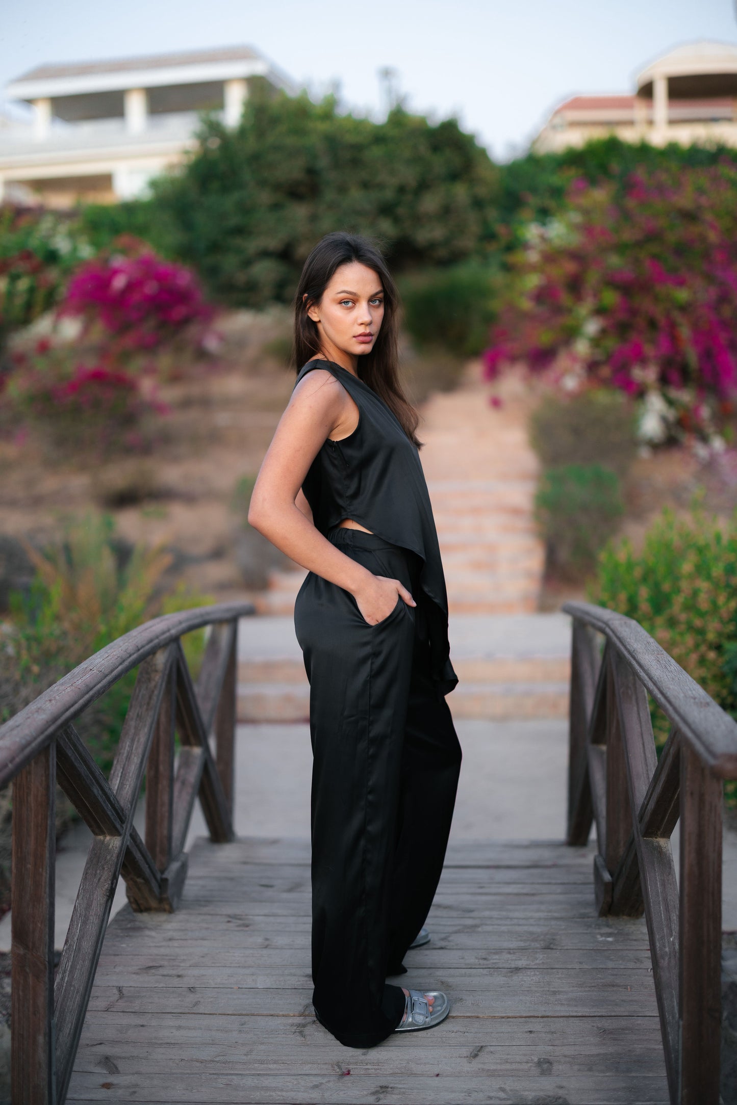 One Shoulder Satin Set