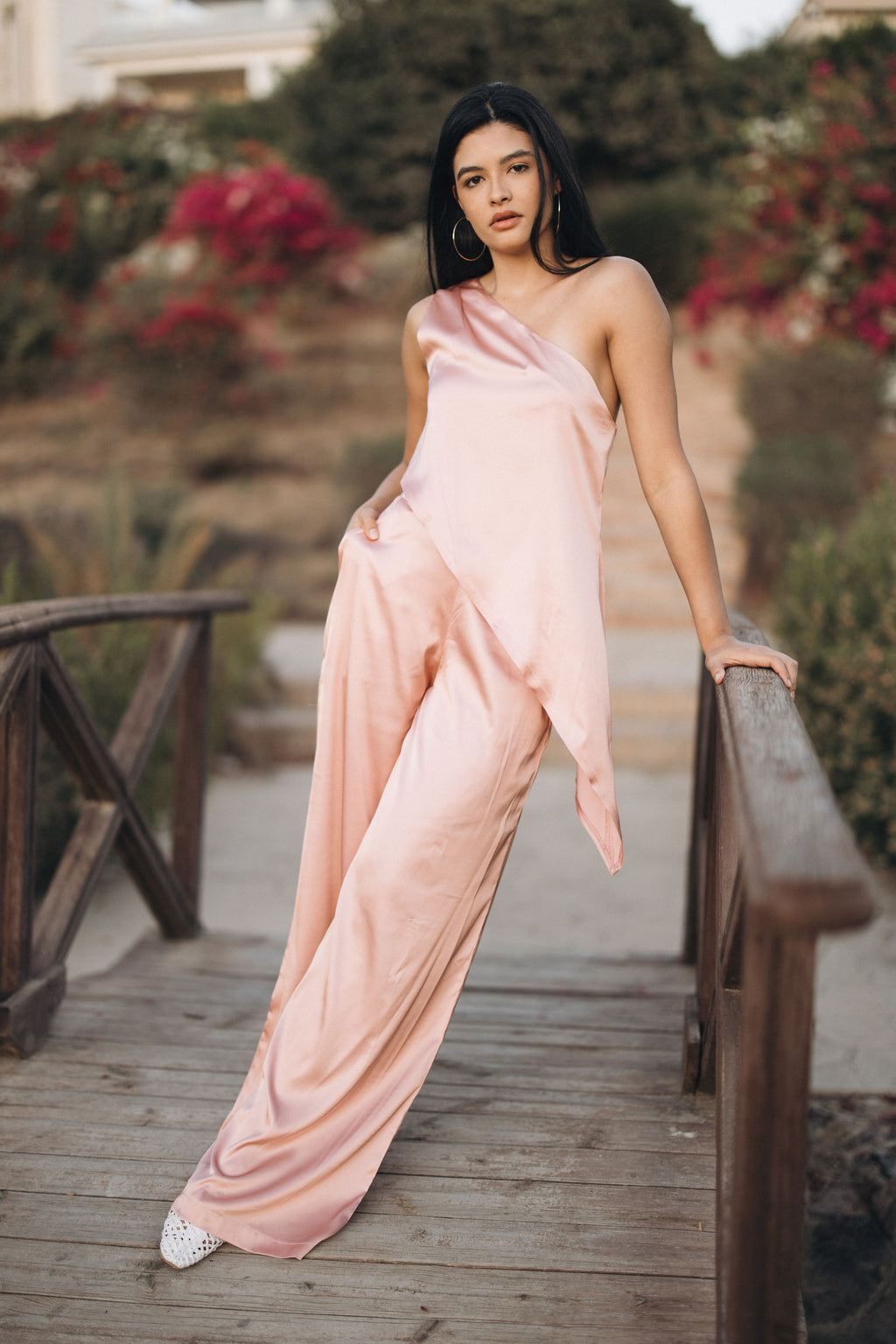 One Shoulder Satin Set