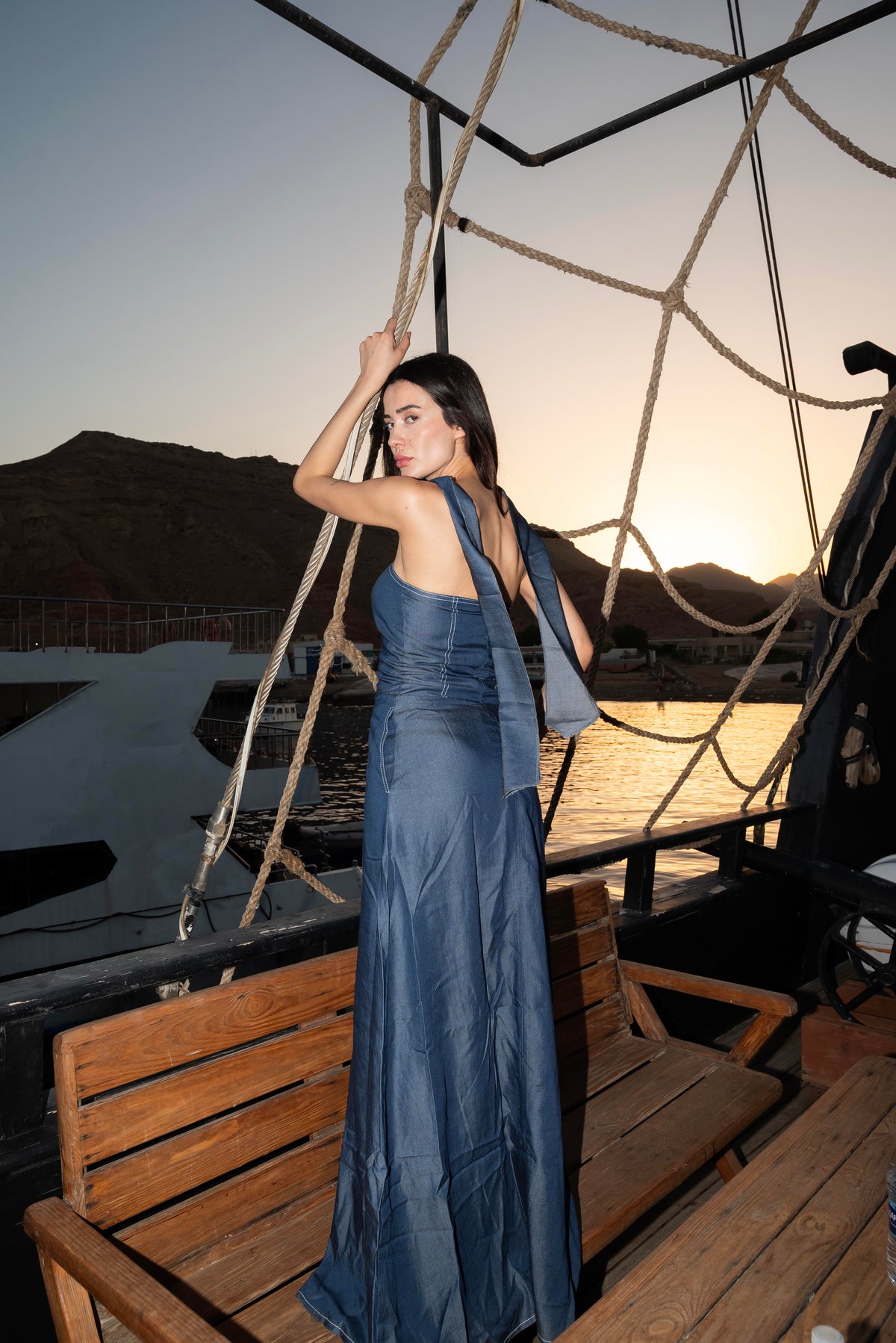 Strapless Denim Maxi Dress