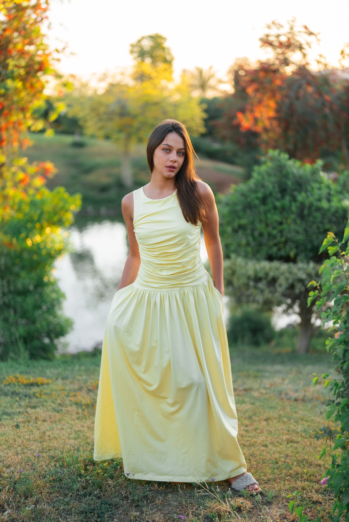 Gathered Waist Cut Dress