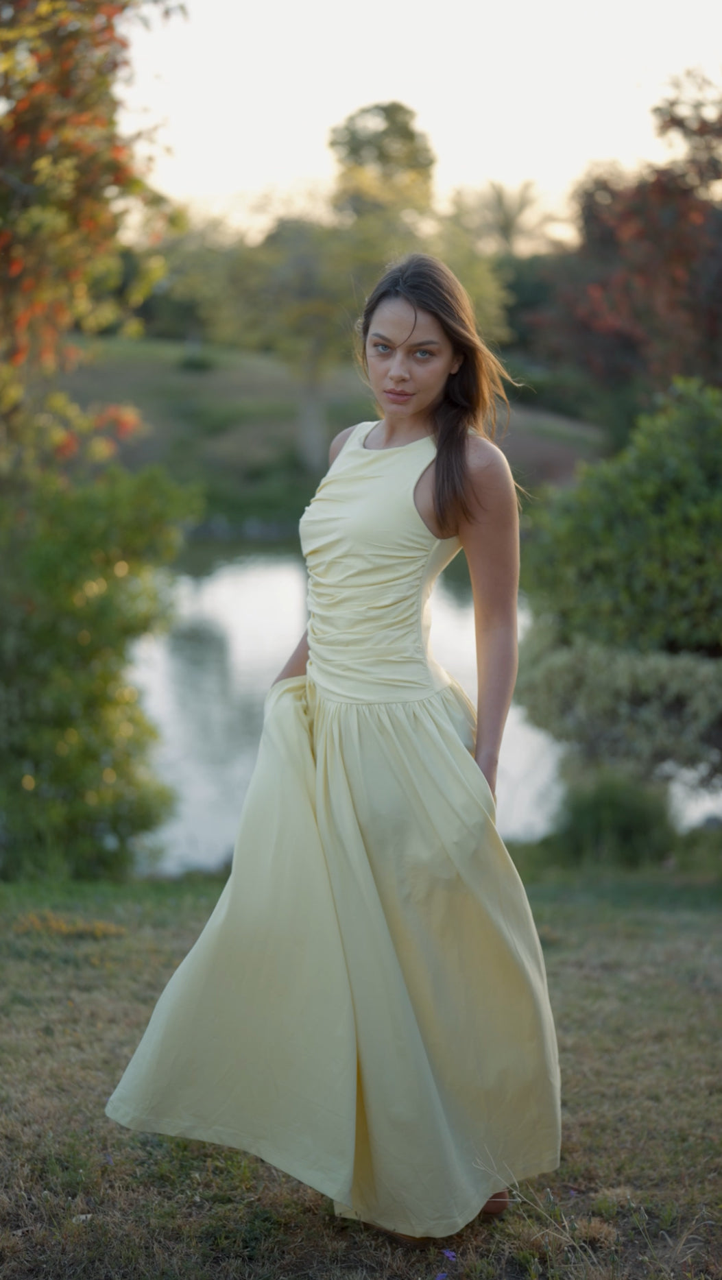 Gathered Waist Cut Dress