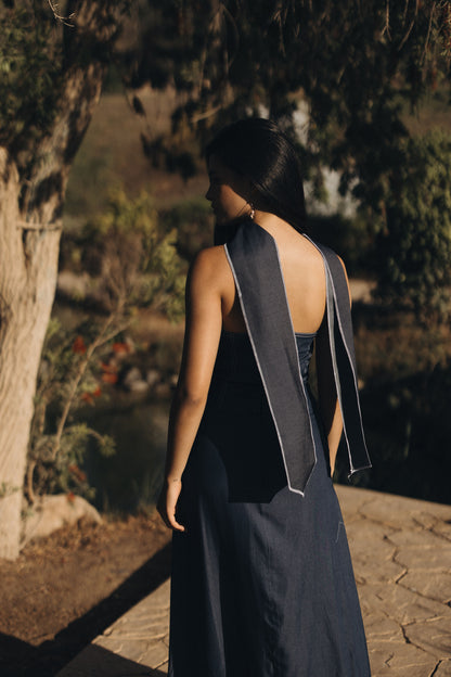 Strapless Denim Maxi Dress