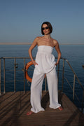 Linen Blend Strapless Set