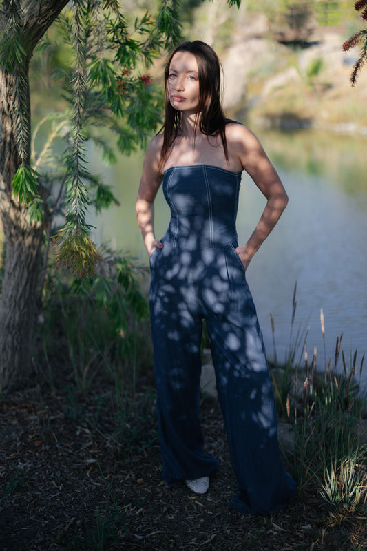 Bandeau Denim Jumpsuit