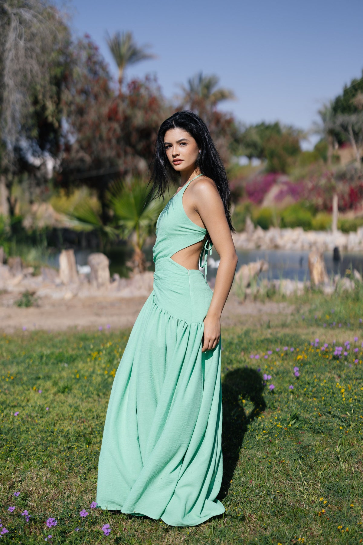 Asymmetric Backless Maxi Dress