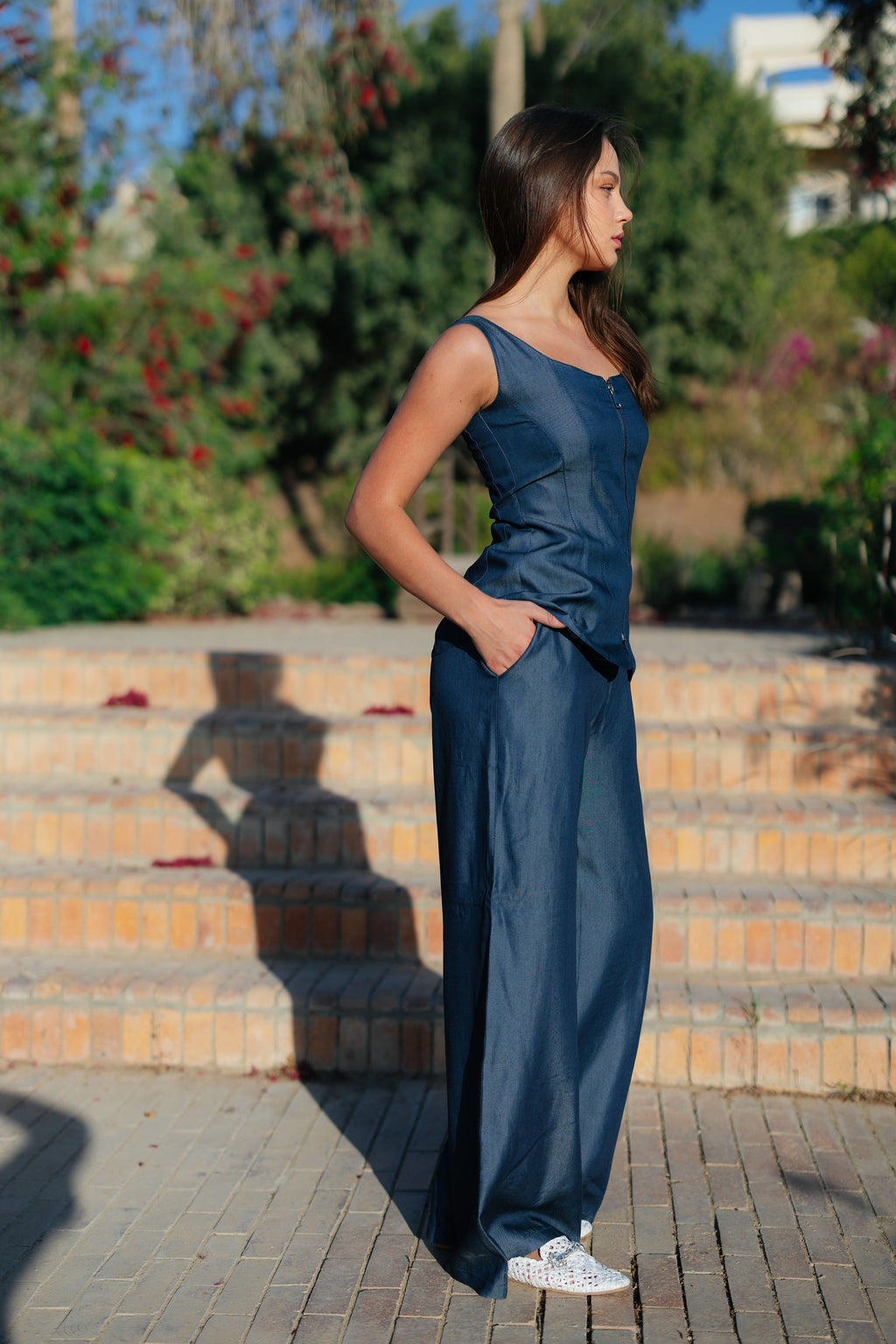 Zip Through Denim Set