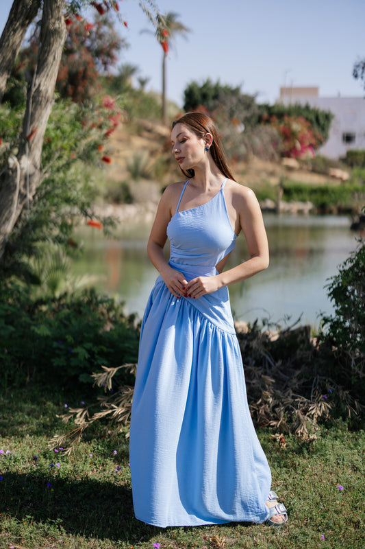 Asymmetric Backless Maxi Dress