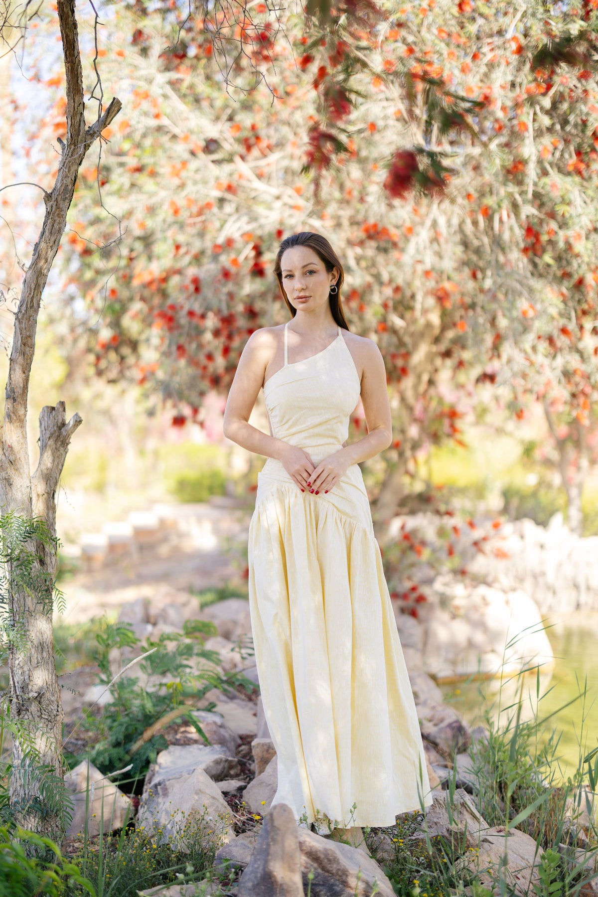 Asymmetric Backless Maxi Dress
